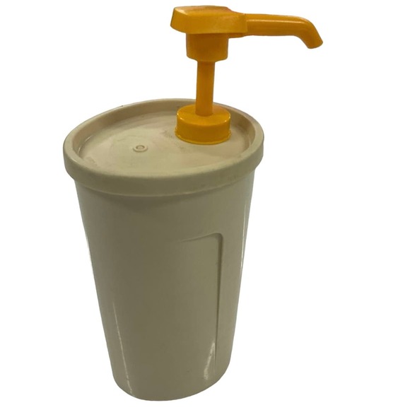 Vintage Tupperware Yellow Mustard Condiments Pump Dispenser - Picture 1 of 6